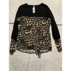 Axis Apparel Size Large Womens New With Tags Long Sleeve Black & Leopard Print‎
